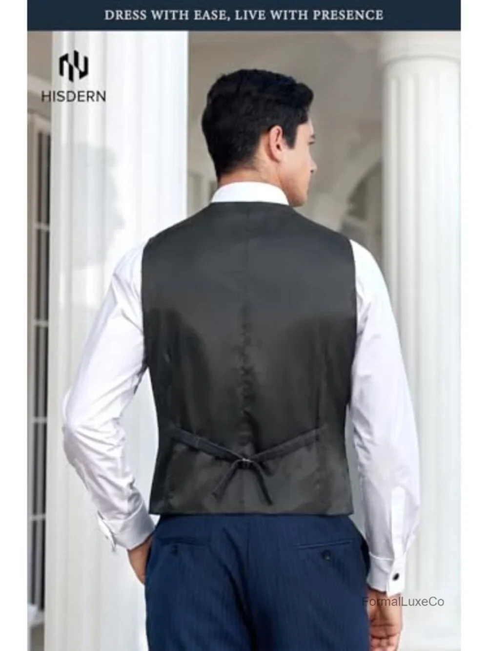Men's Plaid Suit Vest Slim Fit V-Neck Formal Business Waistcoat Tuxedo